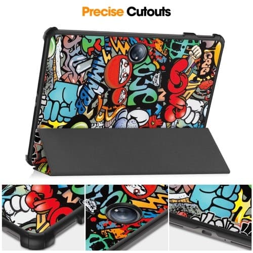Til OnePlus Pad 2 Tri - fold Stand Wake/Sleep Cover Tabletetui - Graffiti Multicolor