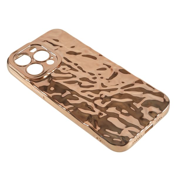TPU-etui for iPhone 15 Pro med elektroplettering, rynket og ujevn overflate Gold