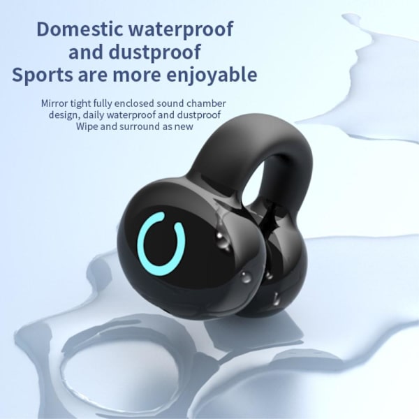 Clip-On enöra Bluetooth headset Stereo trådlös hörlur Svart