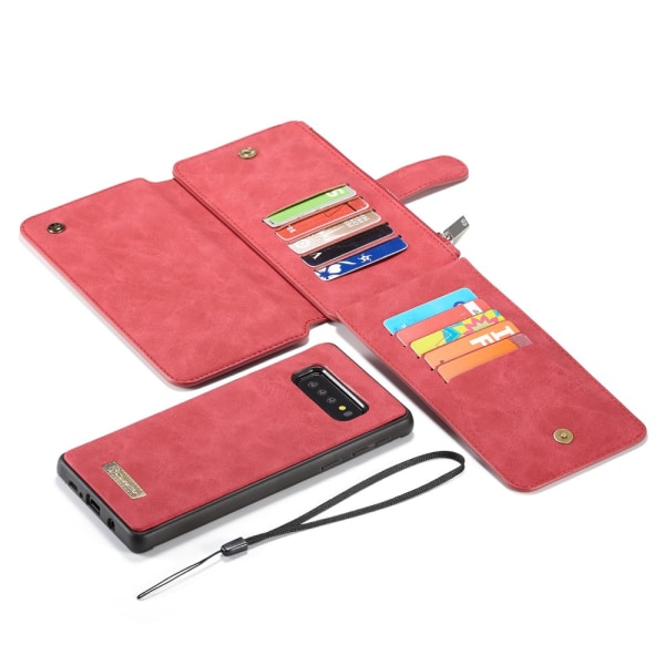 CASEME Samsung Galaxy S10+ Retro läder plånboksfodral - Röd Röd