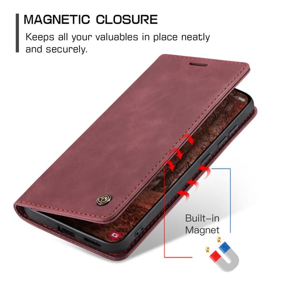 CASEME Retro Lompakkokotelo Samsung Galaxy S26+ - Punainen Red