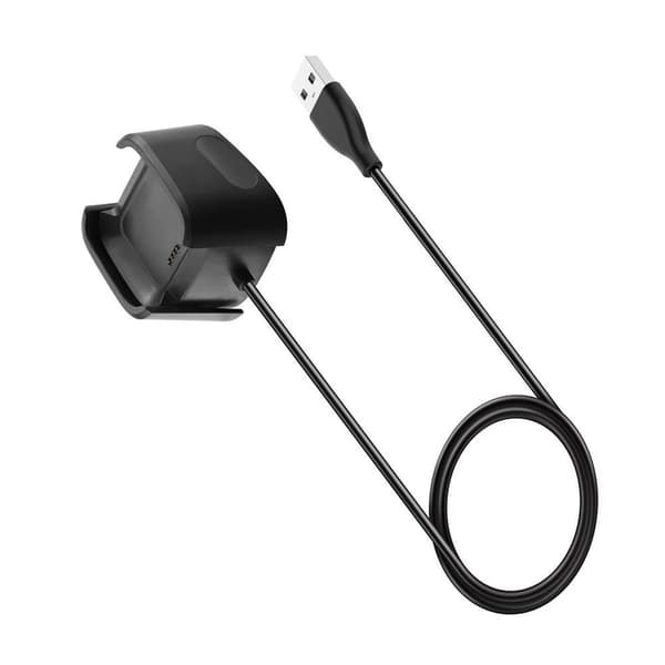 1.0M USB - opladningskabeldockestativ til Fitbit Versa 2 - Sort Black