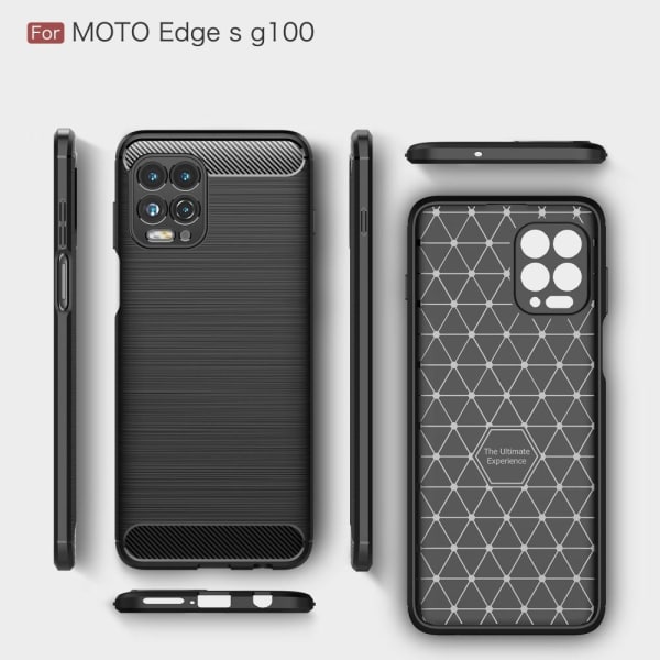 Carbon Fiber Texture TPU Cover for Motorola Moto G100 & Moto Edge S Black