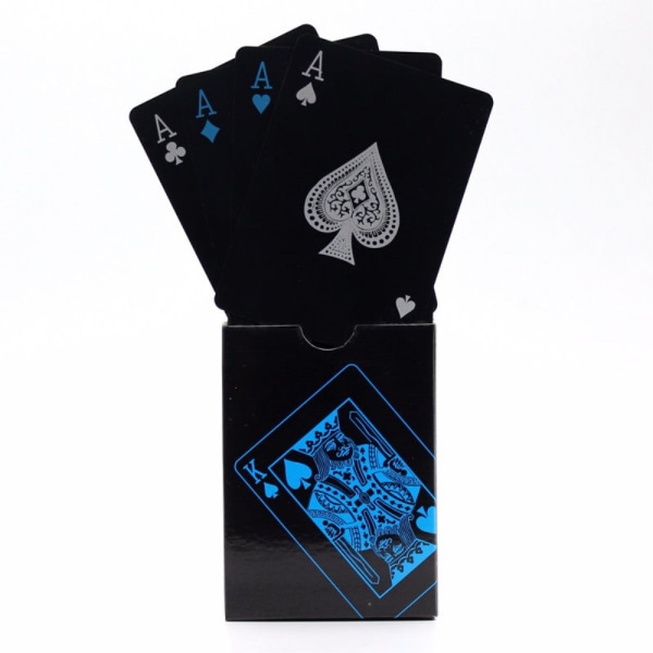 54kpl musta muovi PVC-pokeri vedenpitävät pelikortit - musta Black