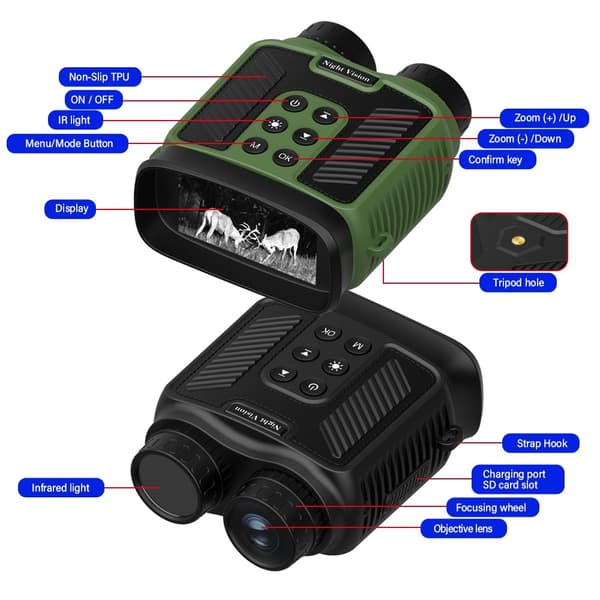 HD - videokiikarit Night Vision suojalasit Metsästyskamera Green