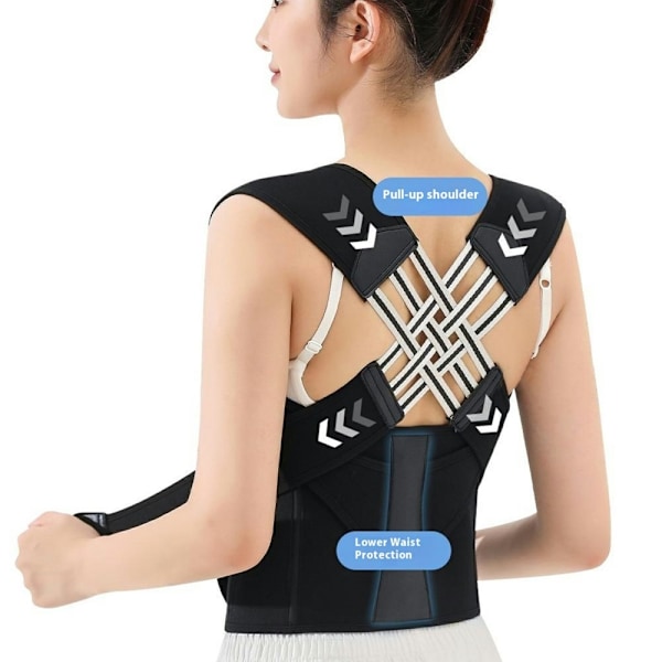 Korrigera Hållning Rygg Back Posture Corrector Brace för män Kvinnor - M Svart