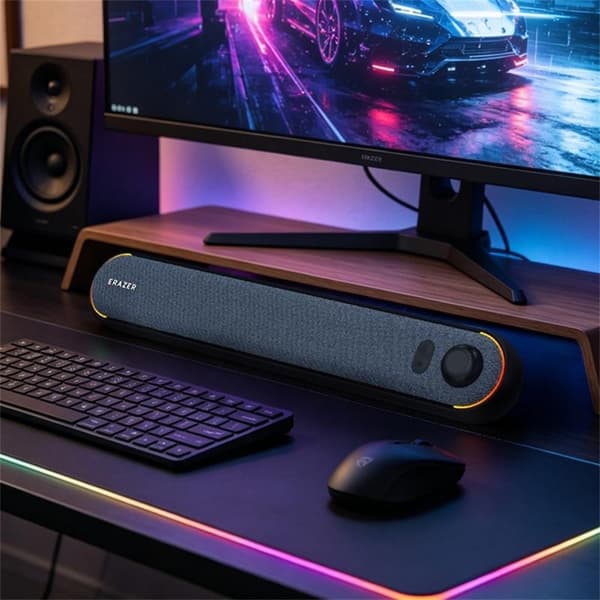 ERAZER-pelisoundbar – RGB-valaistus, Bluetooth 5.3, USB-virtalähde Black