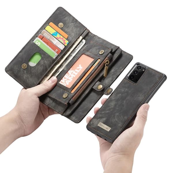 CASEME Samsung Galaxy Note 20 Retro Lær Lommebok - cover Grey