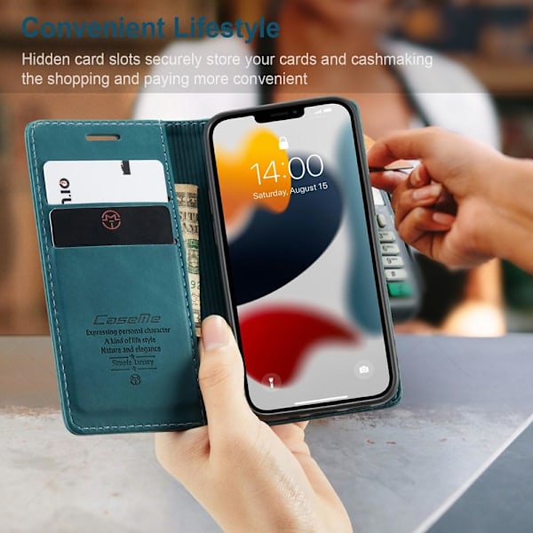 CASEME Retro tegnebog taske til iPhone 13 - Blå Blue