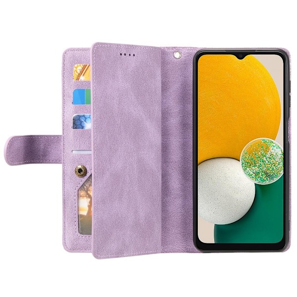 För Samsung Galaxy A26 5G Fodral med Dragkedja och 9 Kortplatser Lila