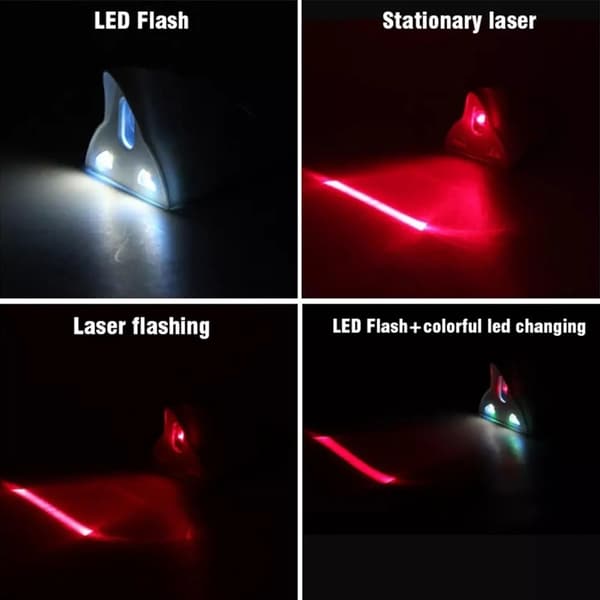 Solcelled Hai-Finne Takvinge til Bilstol med 8 LED-Blinkende Lys Black