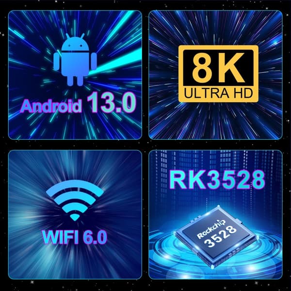 G96max 4+32GB 8K Ultra HD Smart TV-boks H616 Android 13.0 Black