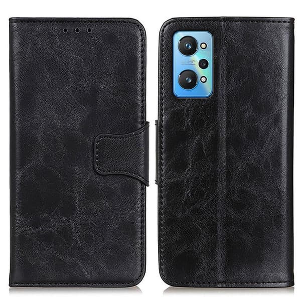 Crazy Horse Texture Wallet Stand Case for Realme GT Neo2 Black