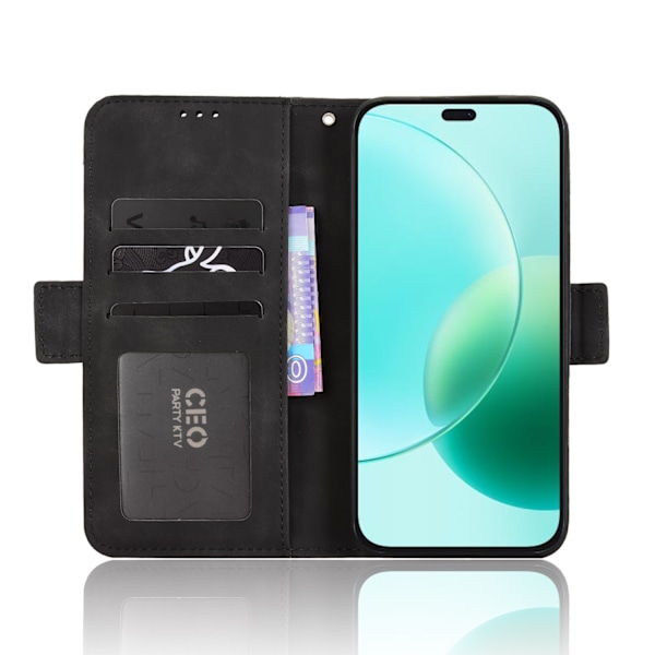 Til Honor 400 Lite 5G Etui Telefonpung med Flere Kortlommer - Sort Black
