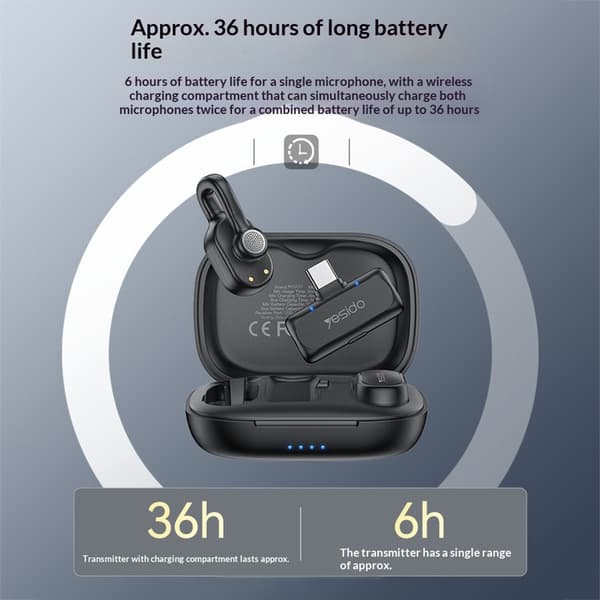 Myggmikrofon, USB-C-kontakt, AI-støyreduksjon, 2 mikrofoner + 1 mottaker Black