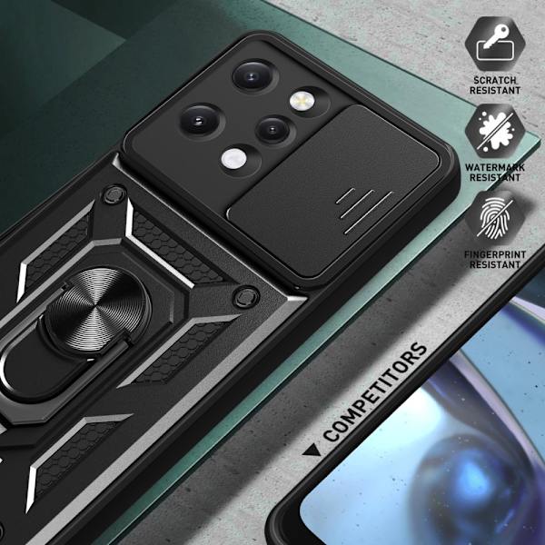 Til Xiaomi Redmi 12 Lens Protector Phone Case PC+TPU Shell med support Black