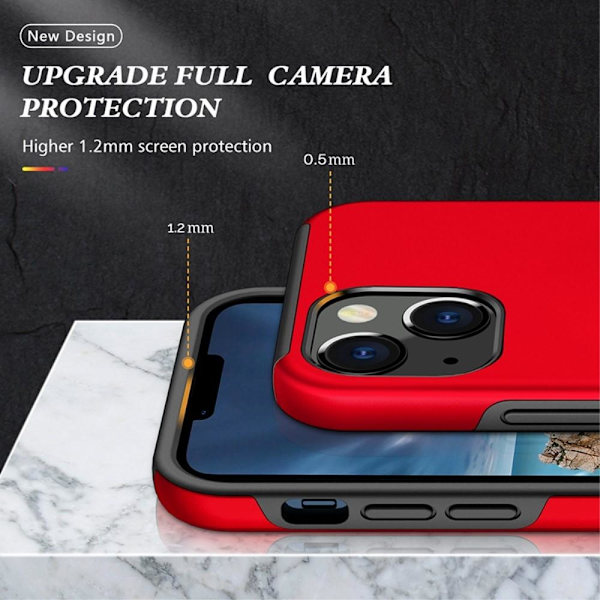 iPhone 14 Hybrid Deksel Med Fingerring - Rød Red