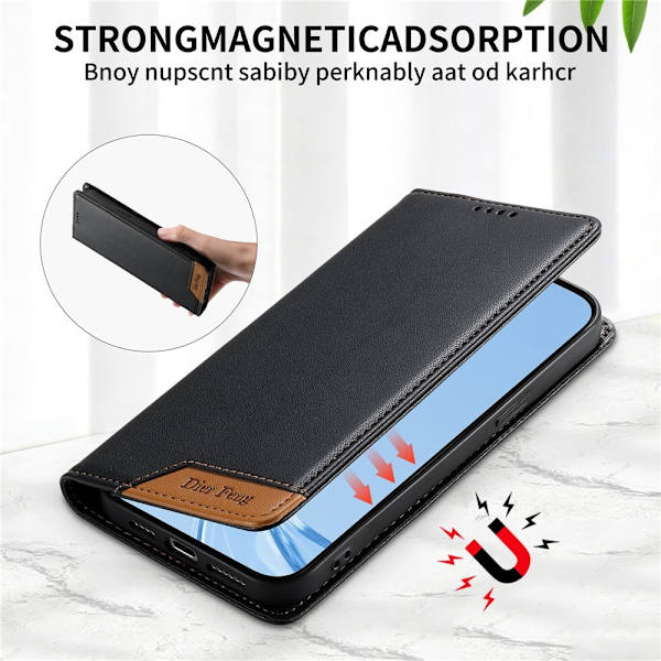 DIERFENG Til iPhone 17 Pungcover RFID Beskyttelse Stander - Sort Black