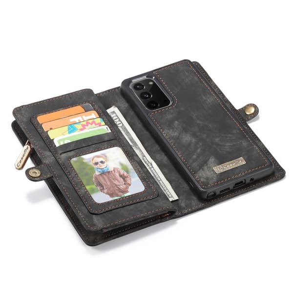 CASEME Samsung Galaxy Note 20 Retro Lær Lommebok - deksel Grey
