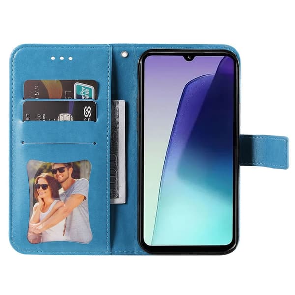 Til Xiaomi Redmi 14C Tegnebogsetui med Blomstermønster og Standerfunktion Blue