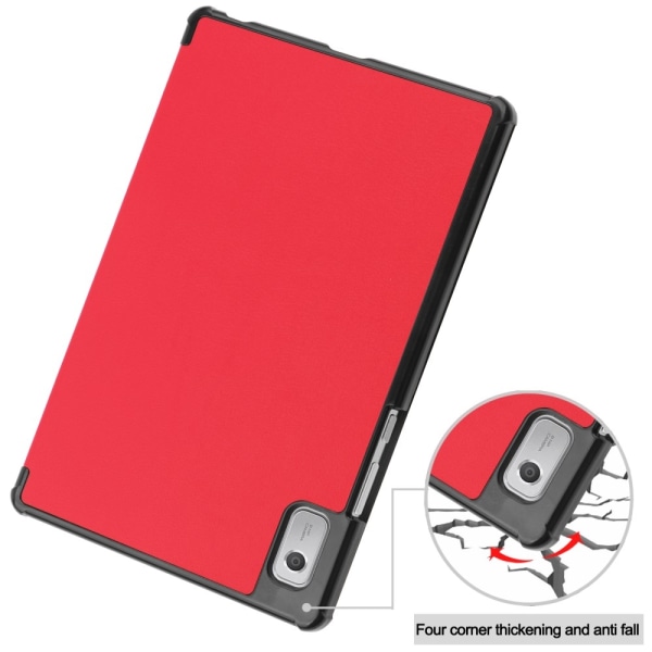 Trefoldet Stativdeksel for Lenovo Tab M9 Red