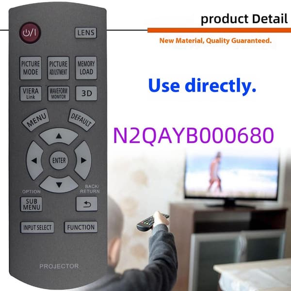 Fjernkontroll Erstatning N2QAYB000680 for Panasonic-projektor Grey