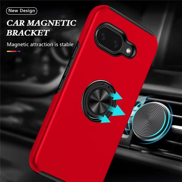 Til Pixel 10a Deksel Hybriddeksel med Finger Ring Red