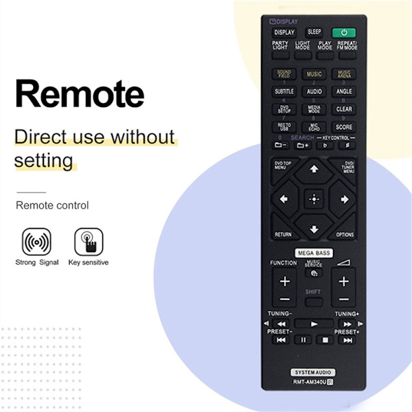 Fjernkontroll utskiftning for RMT-AM340U for Sony Home Audio System Black