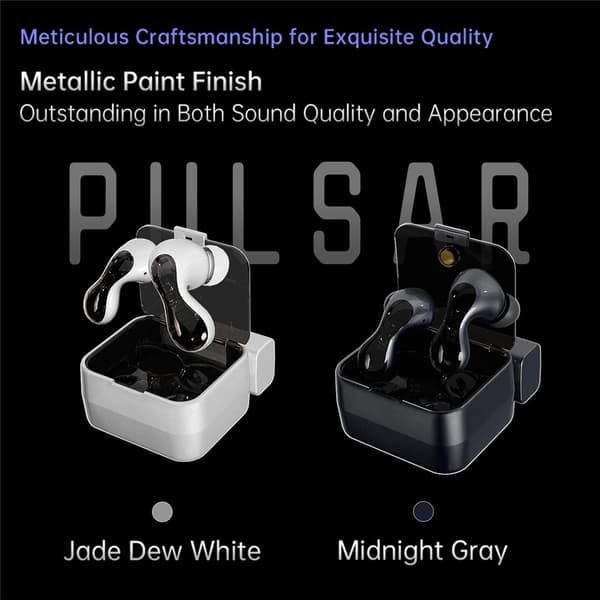 Pulsar Bluetooth-headset dynamiske driver-øretelefoner med 4 mikrofoner – hvit White