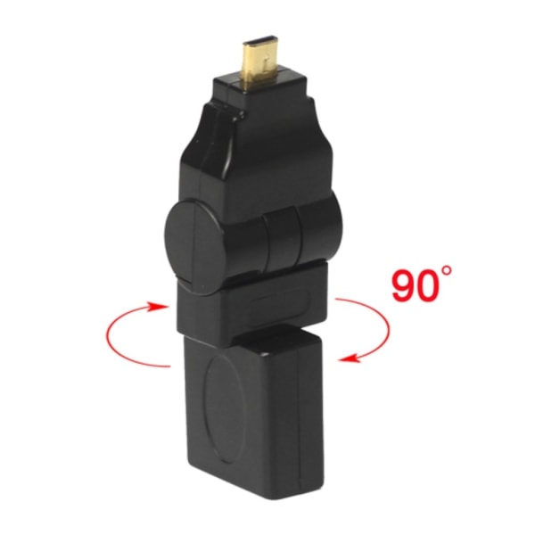 Micro HDMI HDMI 90 180 astetta kääntyvä oikean kulman sovitin Black