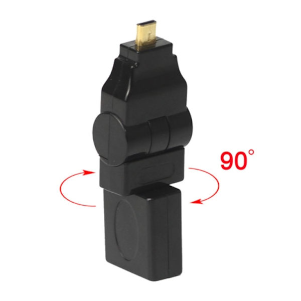 Micro HDMI HDMI 90 180 Degree Swiveling Right Angled Adapter Black