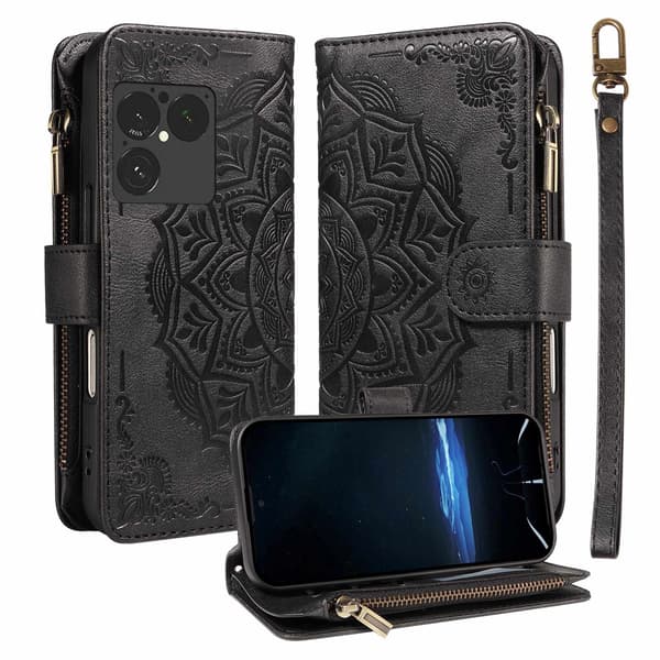 Mandala-præget Pungcover med Håndledsrem til Sony Xperia 1 VIII Black