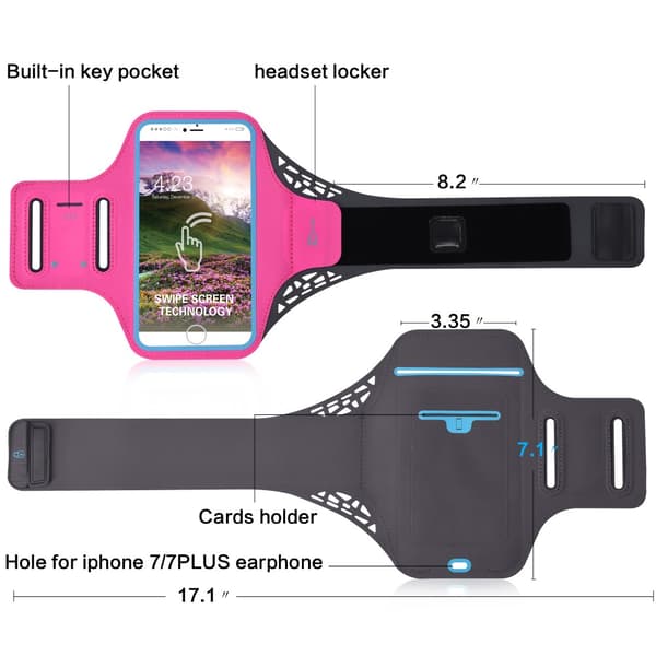 BDD - 061Z Sportsarmbånd til iPhone 7 Plus/Galaxy S7 Edge - Rosa Pink
