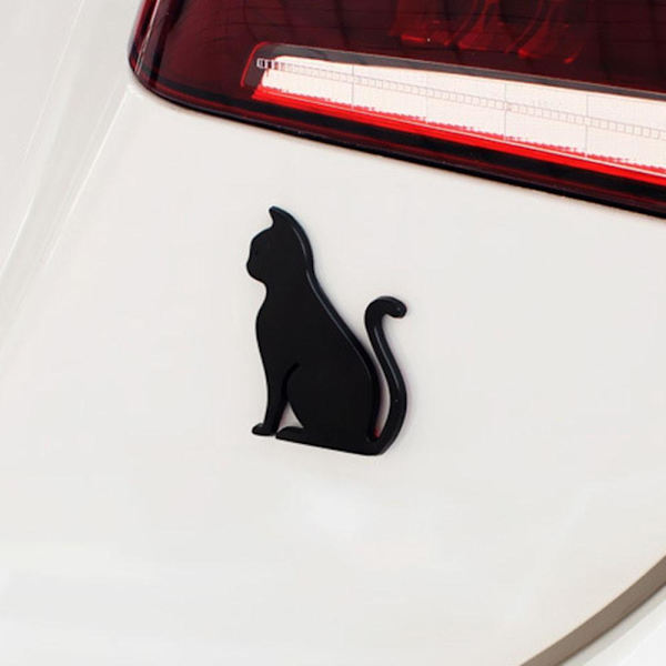 Metall Katt Sticker Bildekal Självhäftande Dekoration - Svart Svart