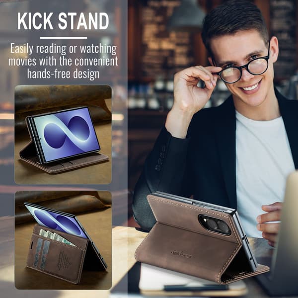 CASEME Telefonplånboksfodral med stöd till Samsung Galaxy Z Fold8 Brun