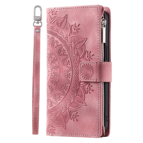 Til Google Pixel 10 Pro XL tegnebogscover Cover Shell Mandala Blomstermønster Pink gold