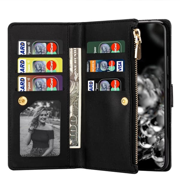 For Samsung Galaxy S25+ Etui Stjernehimmel Gravert Lommebokdeksel Black