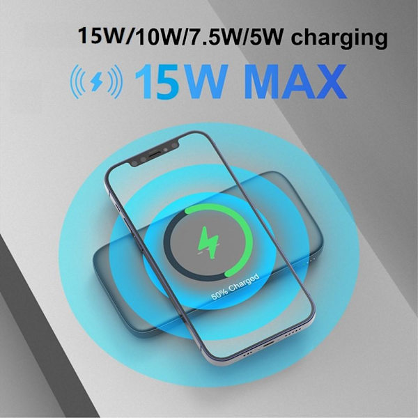 15W langaton laturi 10000mAh Power Bank PD 20W QC 22.5W kannettava White