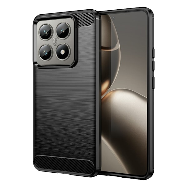 Til Xiaomi 14T / 14T Pro Carbon fiber tekstur Cover Back - Sort Black