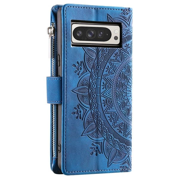 För Google Pixel 10 Pro XL plånboksfodral Fodral Skal Mandala blommönster Blå