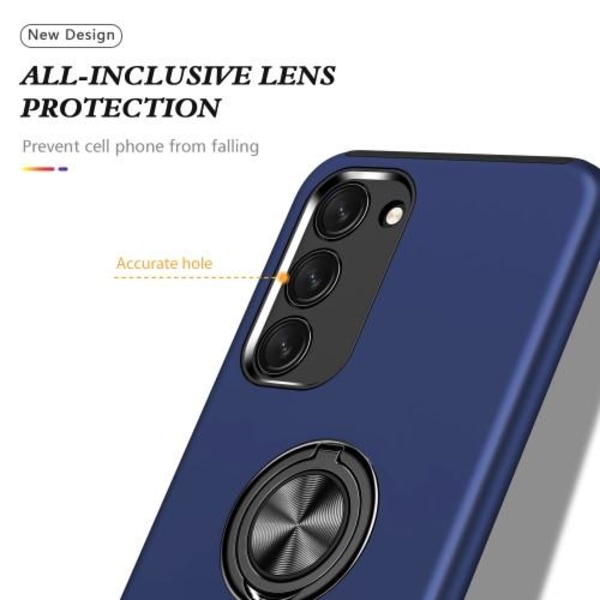 Samsung Galaxy S23+ Fingerring Kickstand Hybrid Taske - Blå Blue