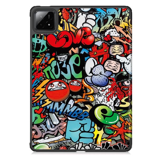 Slank Passform Dekselveske For Xiaomi Pad 7 Auto Vekking / Hvile - Graffiti Red