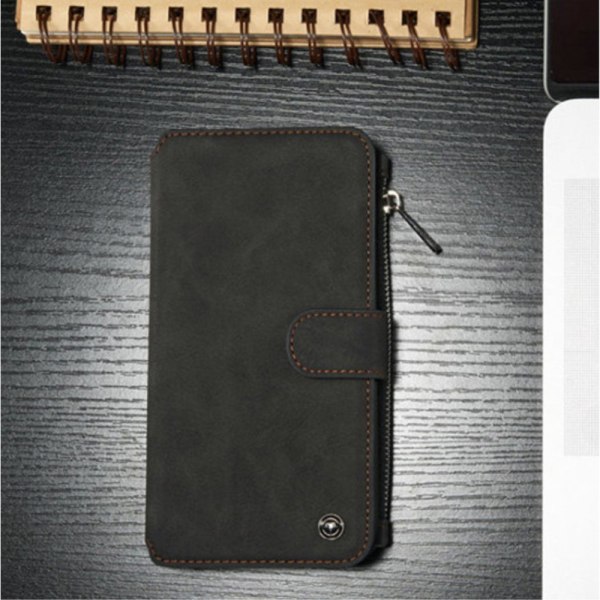 CASEME iPhone 6 / 6s Plus Retro läder plånboksfodral - Svart Svart