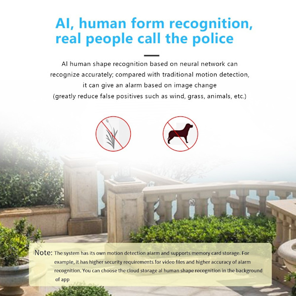 Home Security WiFi Camera 1080P Body Recognition Night Vision Black