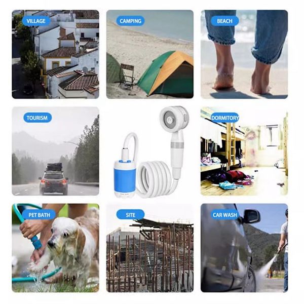 4000mAh sähköinen suihku camping kannettava suihkupääpumppu ulkona vaellusmatka White