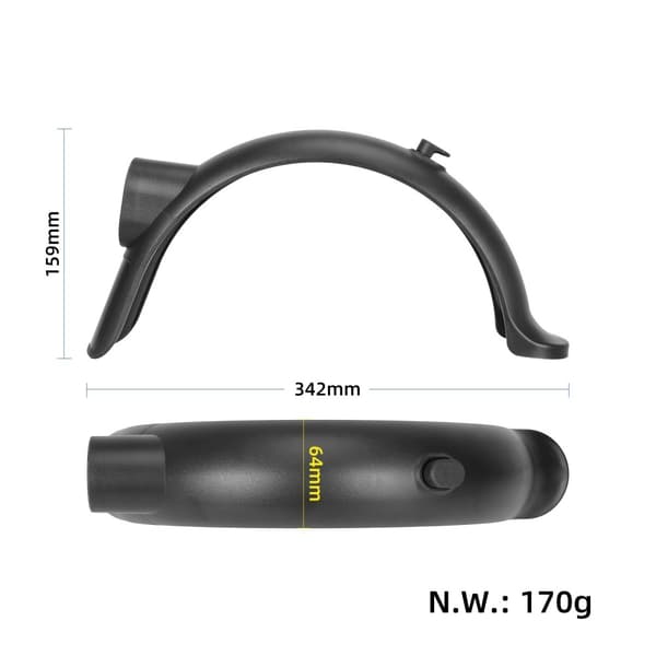 Bakskjerm i ABS for Xiaomi Scooter 4 Pro + Metallstøttebrakett Black