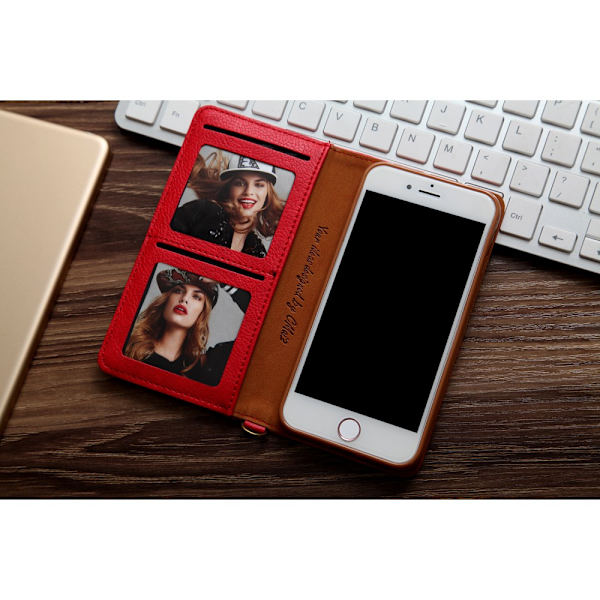 CMAI2 Litchi plånboksfodral till iPhone 7 / 8 / SE (2020) - Röd Red
