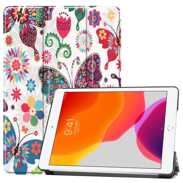 Apple iPad 10.2 Trifoldet Stand Tablet - Taske - Sommerfugl Multicolor