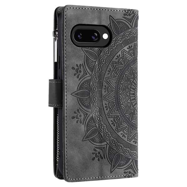Plånboksfodral till Google Pixel 10a, Fodral Skal Mandala blommönster - Grå grå