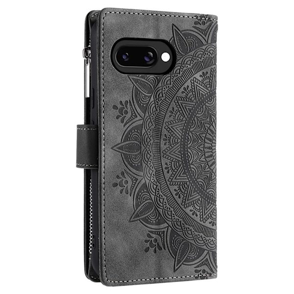 Til Google Pixel 10a Pungcover Mandala Blomstermønster - Grå Grey